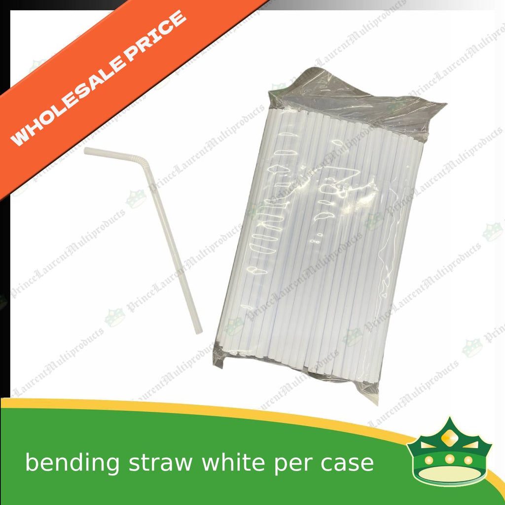 [1 case] bending straw or Bendable Straw Standard Length 20cm white plastic