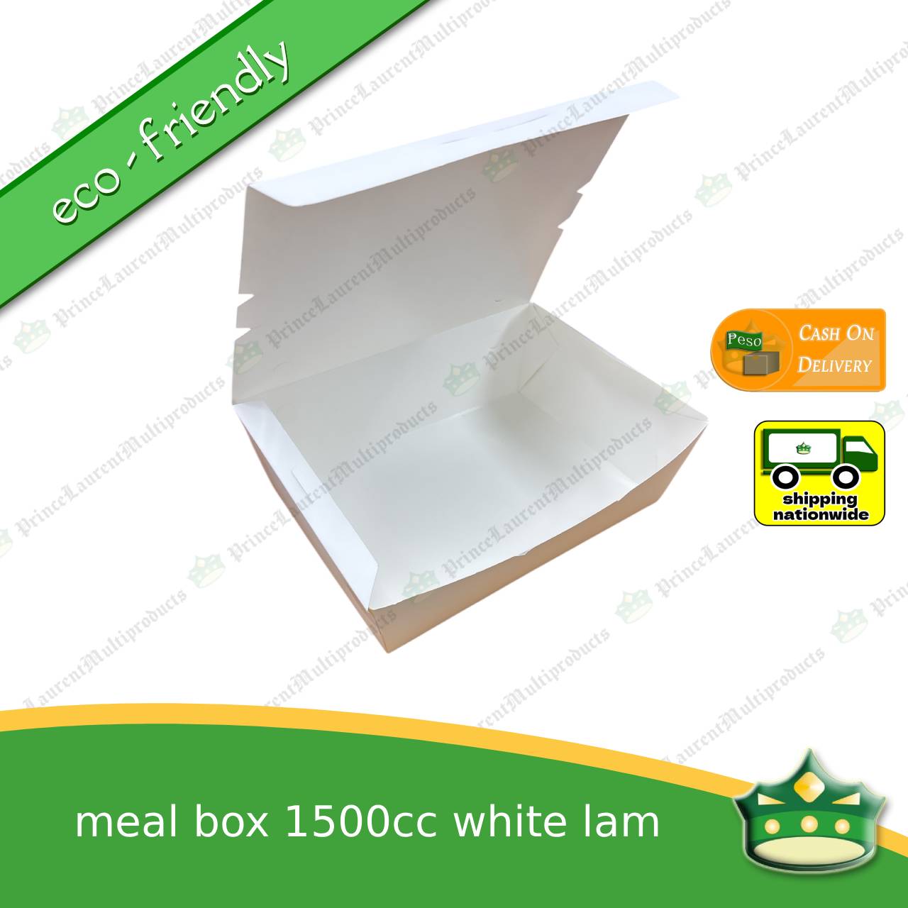 [25 pcs] BIG meal box 1500cc white laminated leak proof for big meals or party boxes, take-out, packed meal, ulam viands, rice toppings, noodles, pansit, merienda