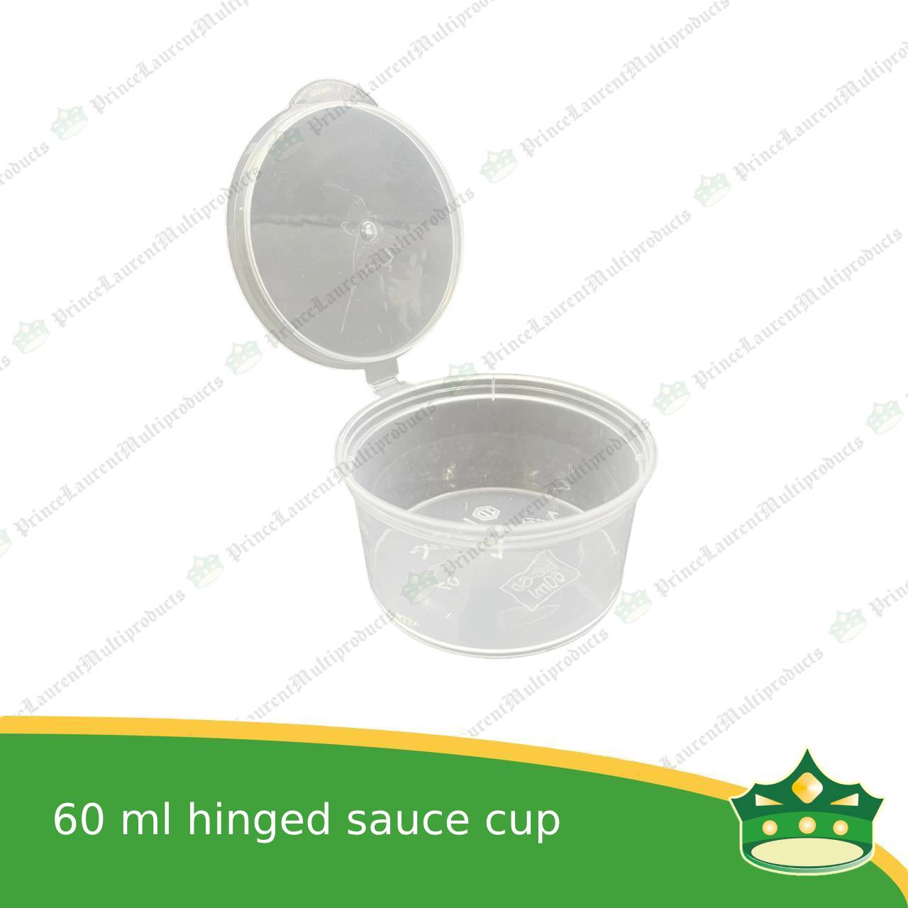 [50 pcs] 60 ml hinged sauce cup clear microwavable plastic with attached lid for take out of sauce gravy specimen / sample cup