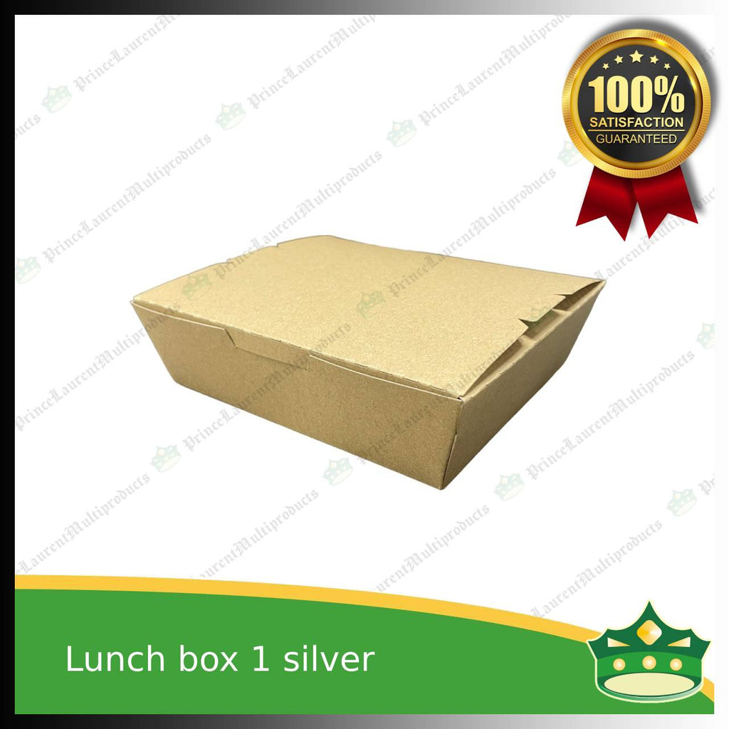 [50 pcs] paper lunch box 1 silver coated leak proof for take-out, packed meal, ulam viands, rice toppings, noodles, pansit, merienda