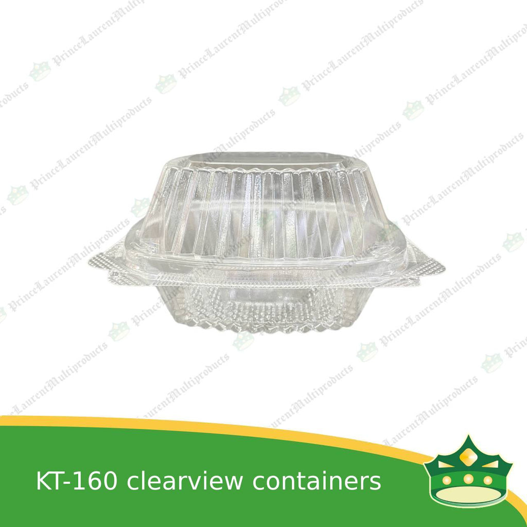 [125 pcs] clear clamshell KT-160 OPS clearview food containers for any food products, muffins, cakes, chiffon, cupcakes, salad, fruit, baked goods