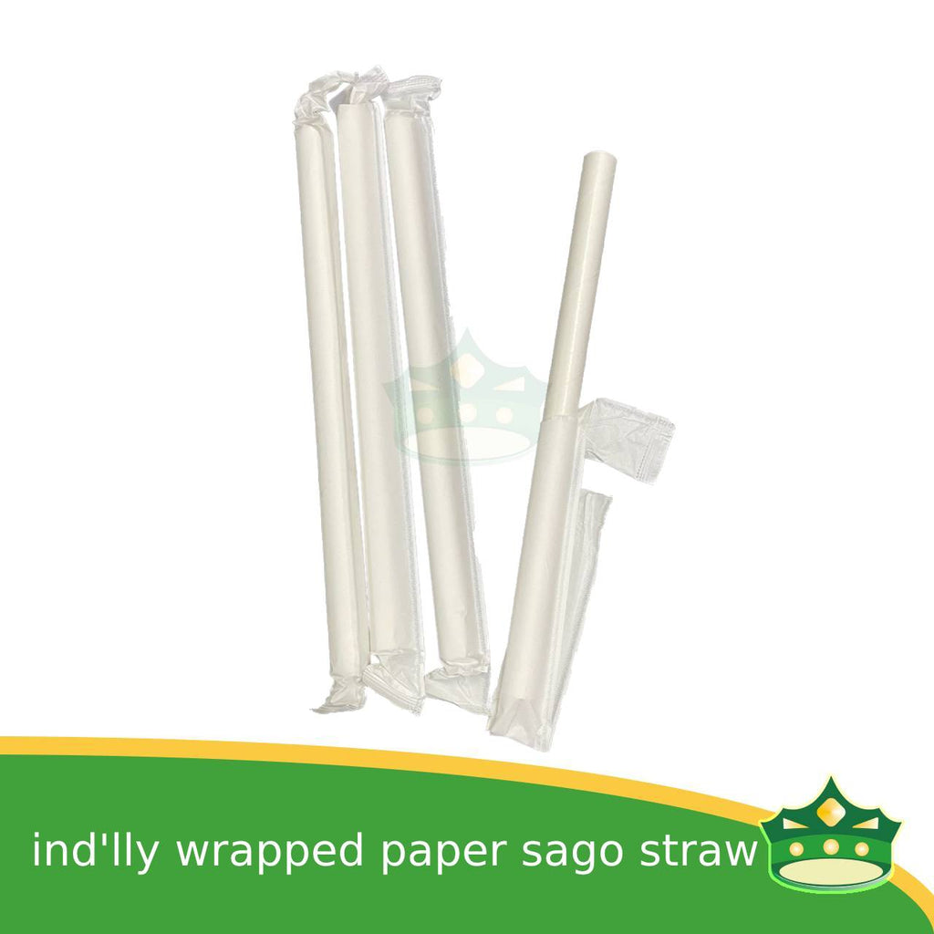 [100/25 pcs] Drinking paper straw white INDIVIDUALLY WRAPPED for milk shakes, juices and other cold beverages