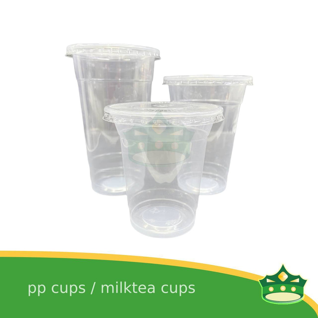 [100 pcs] pp cups milktea cups iced coffee cups cold drink plastic cups fruit shake cups with or without dome lid or flat lid