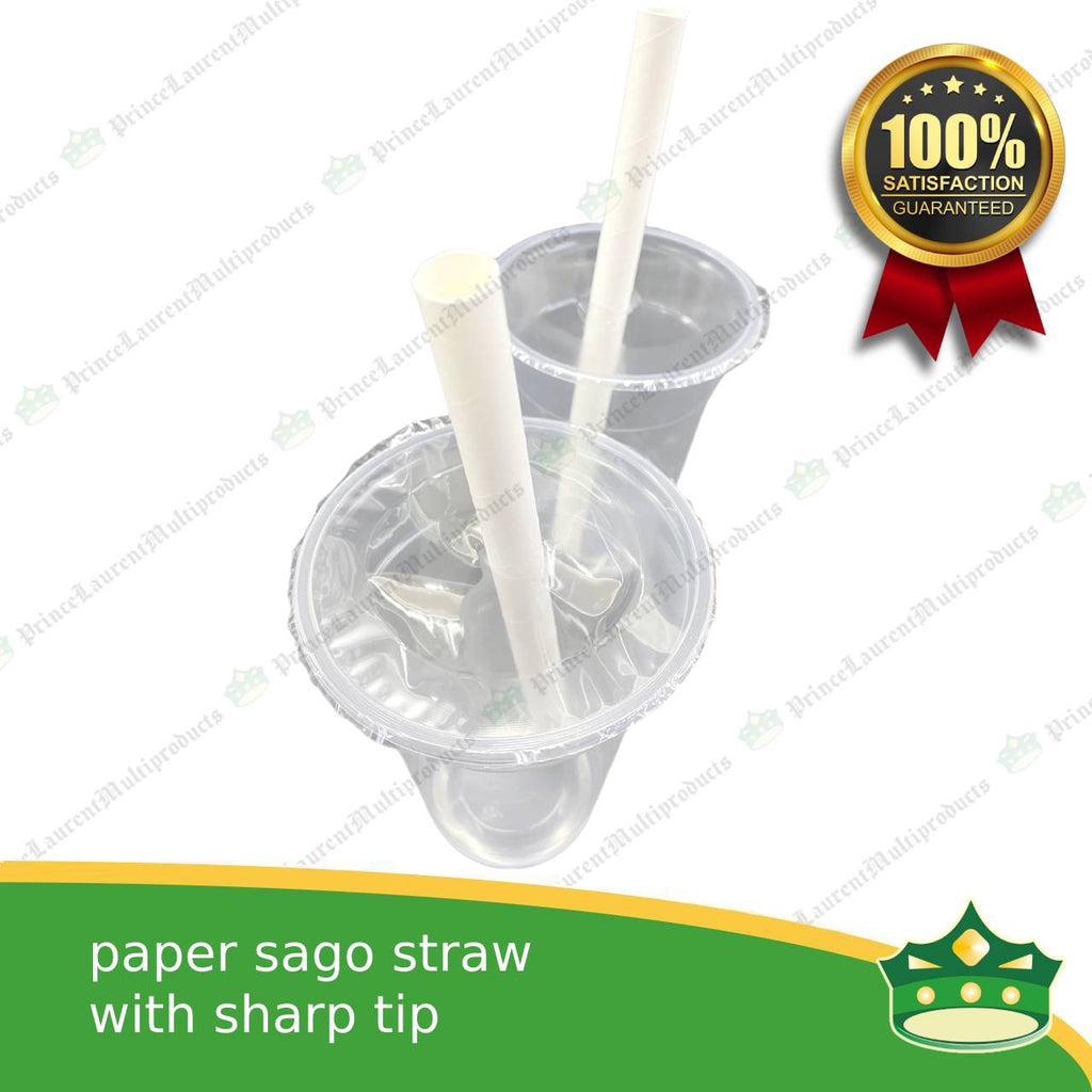 [50 pcs] paper straw boba sago straw 12mm hole with sharp pointed tip with or without wrap for milktea, shakes, boba, cold drinks, juices, milkshakes