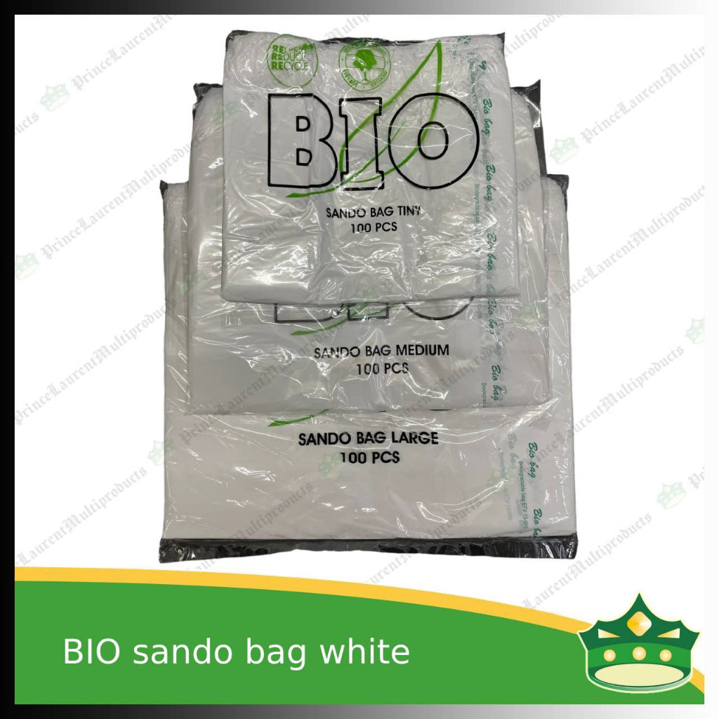[1000 pcs] sando bag bio white tiny medium large (BIO brand)