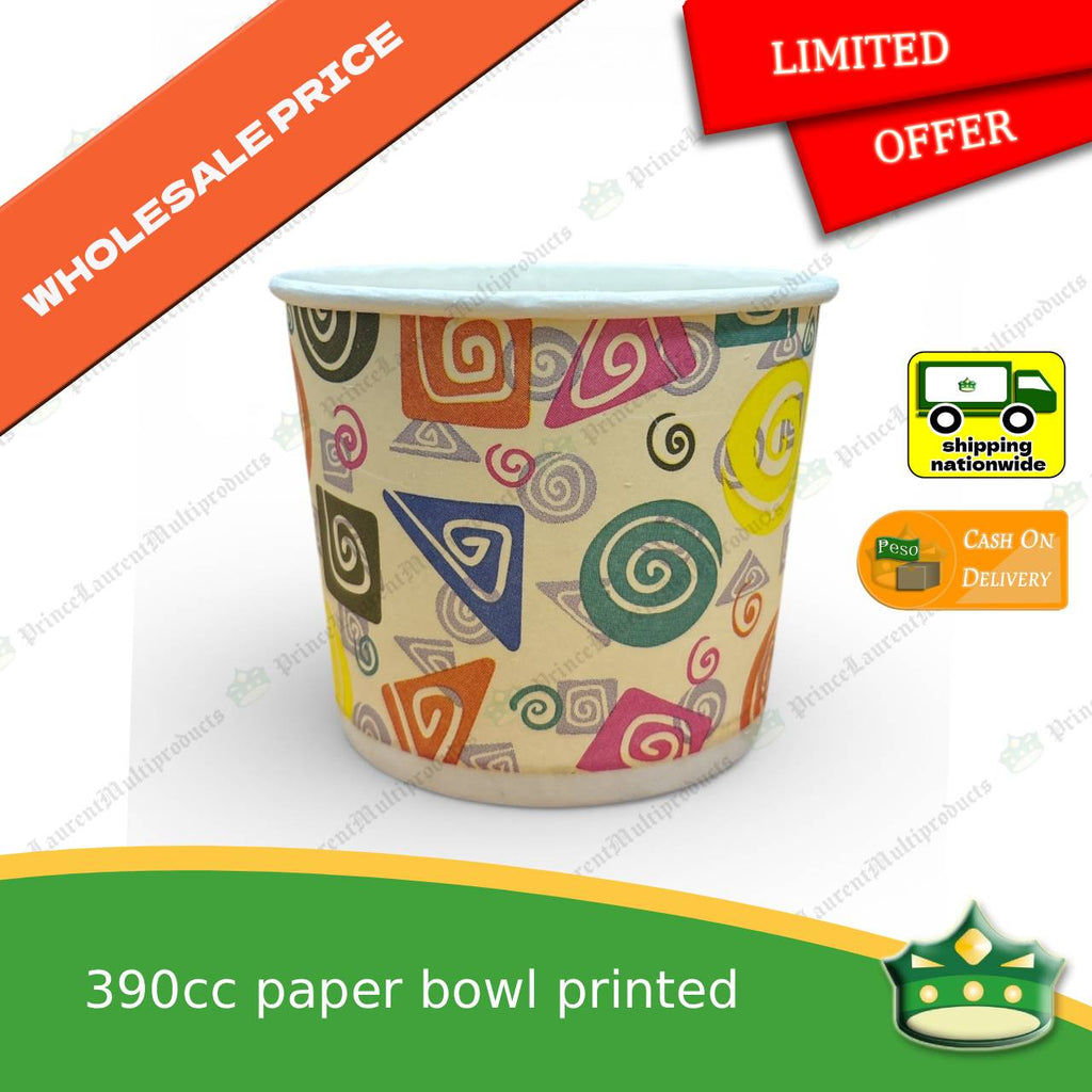 [1000 pcs] [limited only] paper bowl 390cc printed laminated with print as disposable bowl
