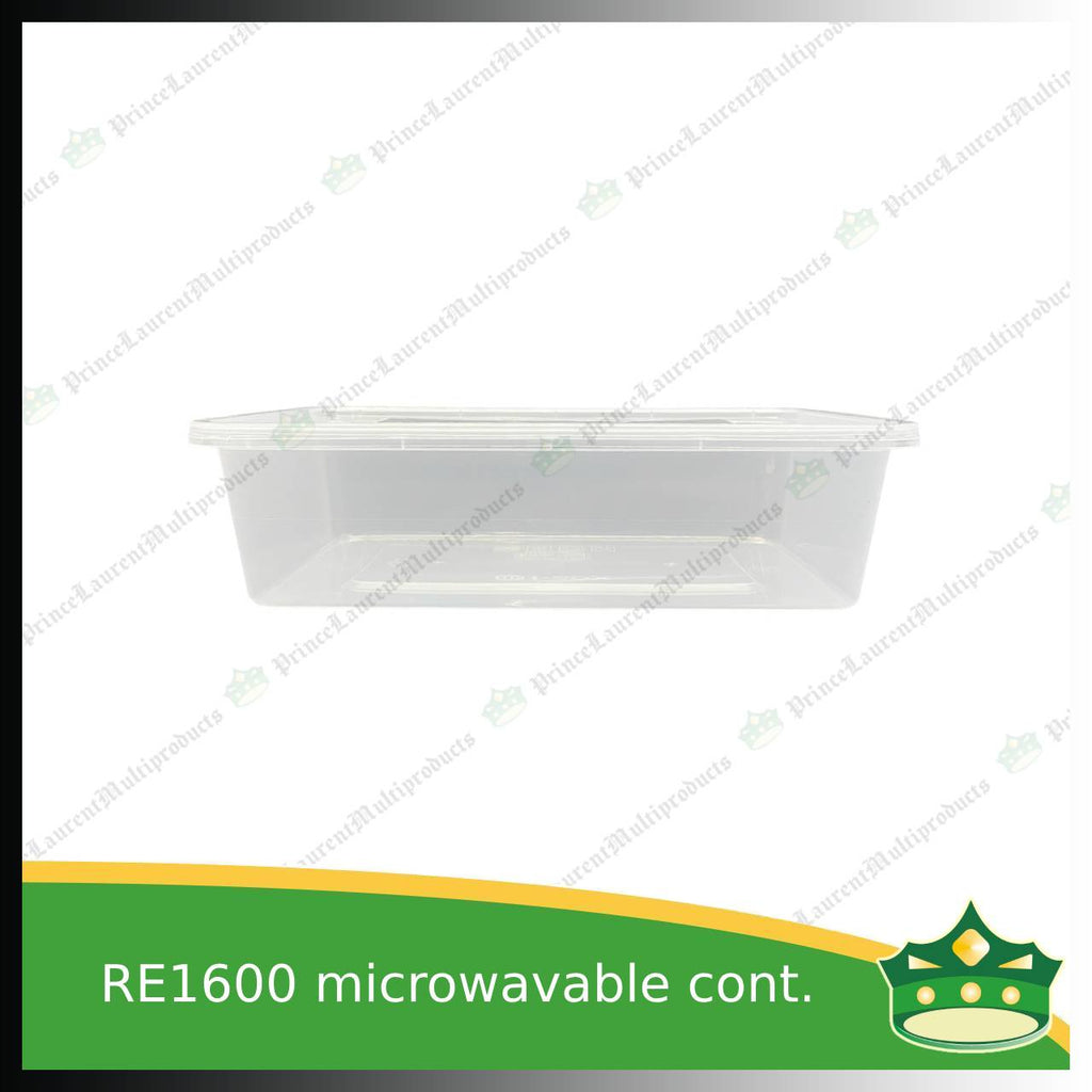 [5 pcs] IBOX brand 1600ml microwavable plastic large rectangular container with lid for take out of noodles soup and other food products