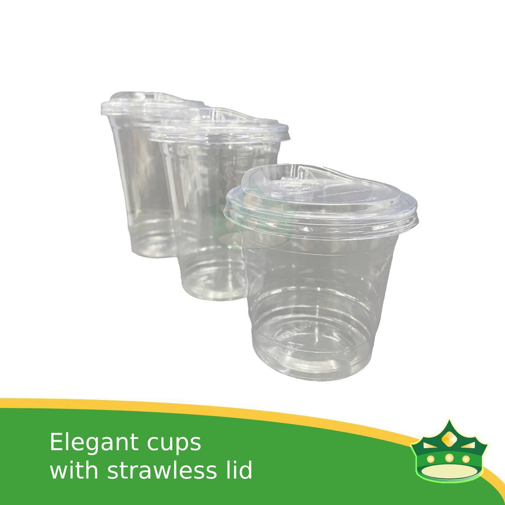 [50 pcs] DABBA elegant PET cups 12oz, 16oz, 22oz crystal clear cups with strawless lid with sip-hole for iced coffee, frappuccino, lemonades, iced latte and other cold beverages