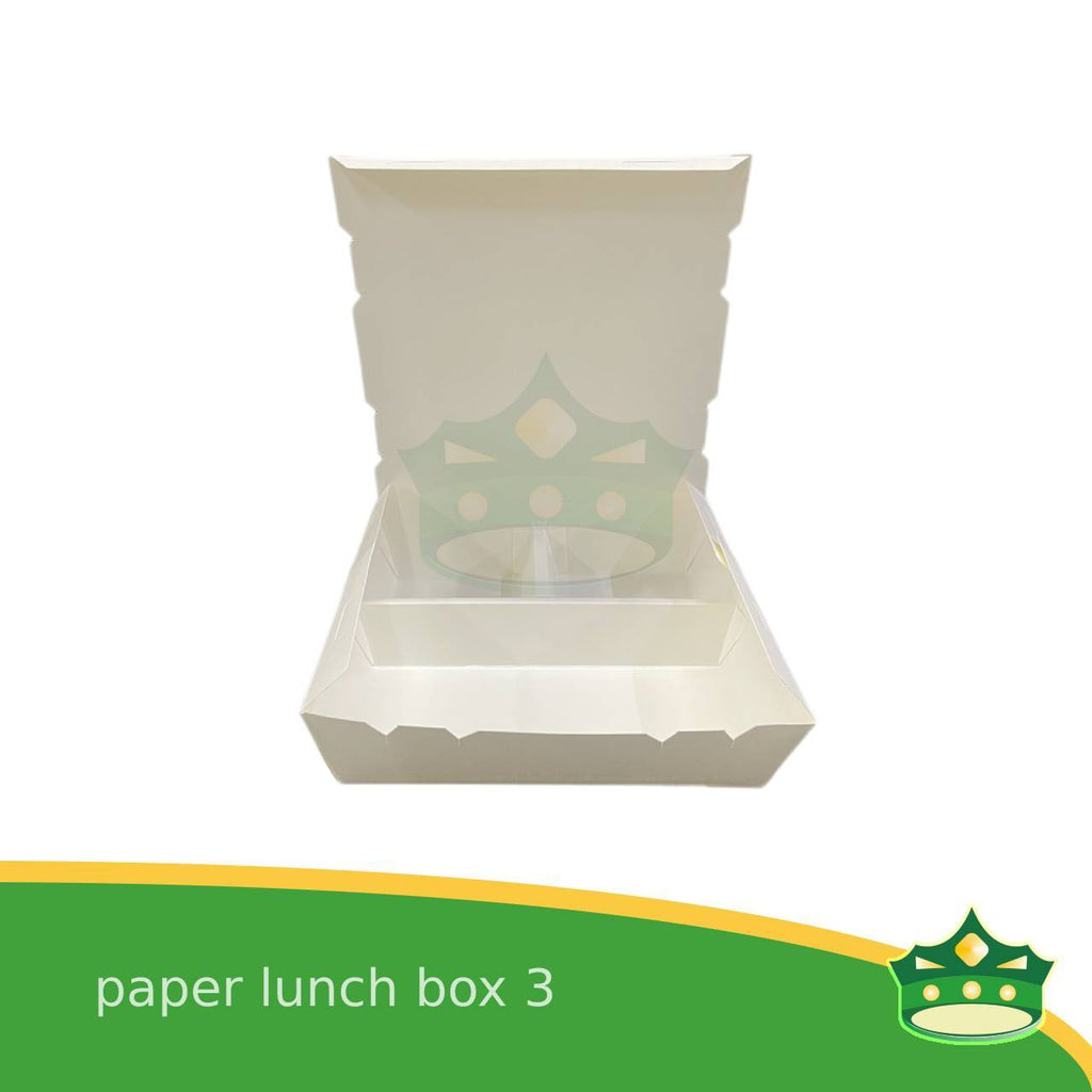 [25 pcs] paper lunch box 3 white laminated or paper bento 3 division, 3 partitions for large meals, viands, ulam, rice toppings, pansit, noodles, take-outs, food deliveries, leak-proof, saucy take-outs