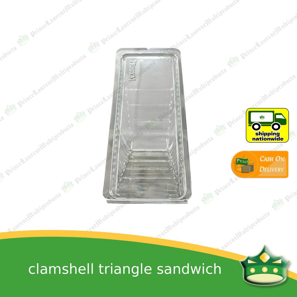 [100 pcs] clamshell triangle sandwich container TRIGEM clear OPS for sliced gourmet sandwiches