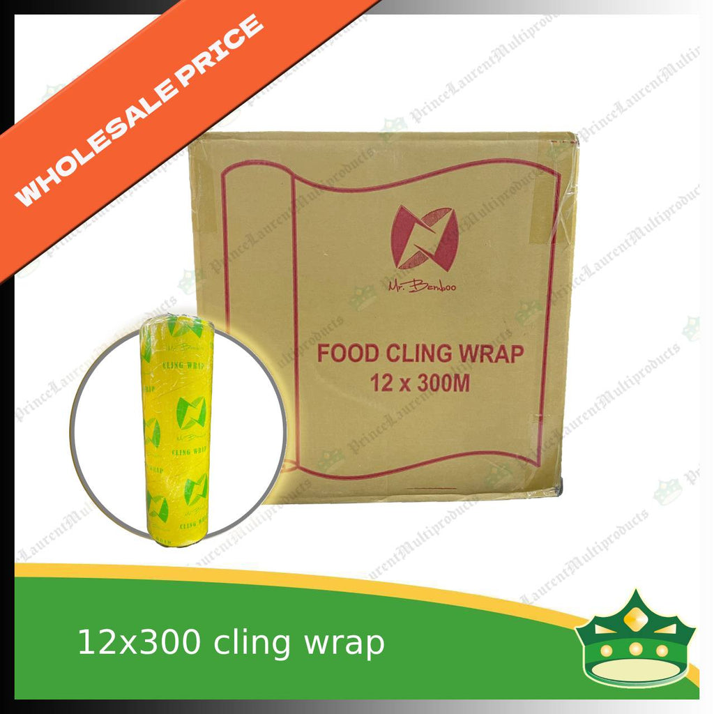 [1 case] plastic polyvinyl wrap or cling wrap or food wrap MR. BAMBOO - 6 rolls