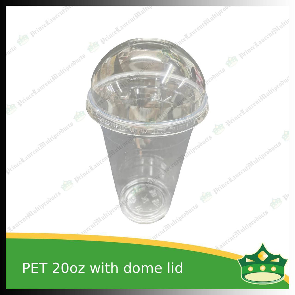 [100 set] PET cups 20oz crystal clear cups with set lid for iced coffee, frappuccino, lemonades, iced latte and other cold beverages
