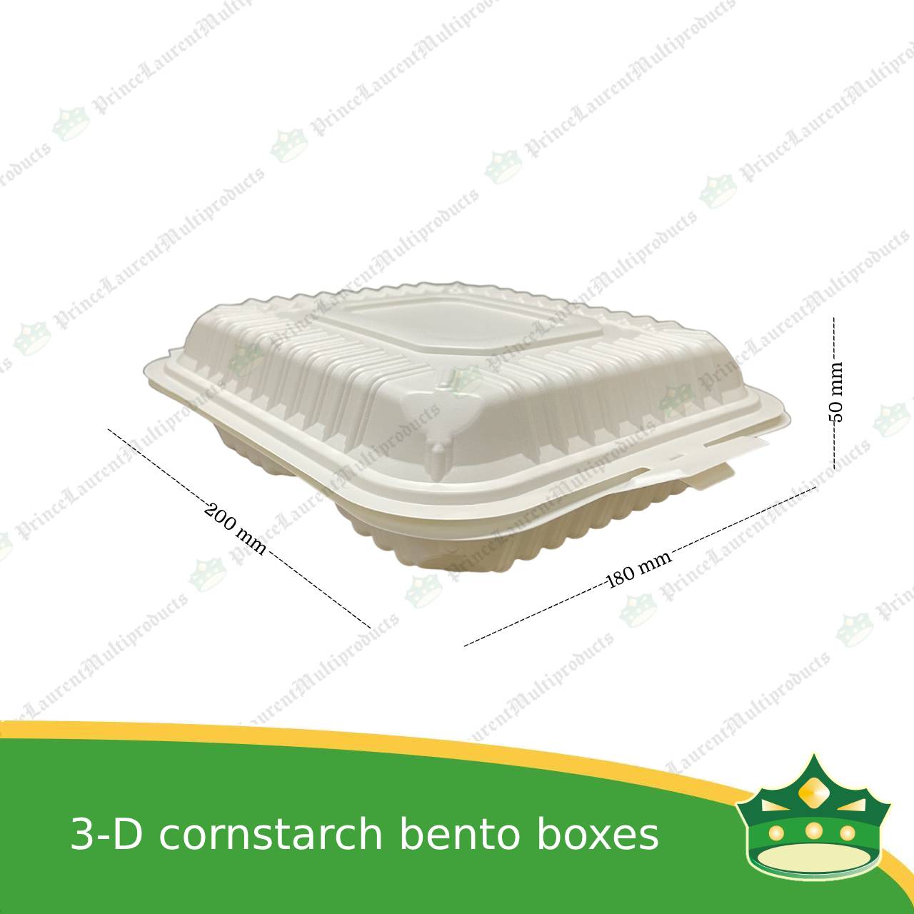 [50 pcs] 3 division compostable cornstarch bento box biodegradable meal box