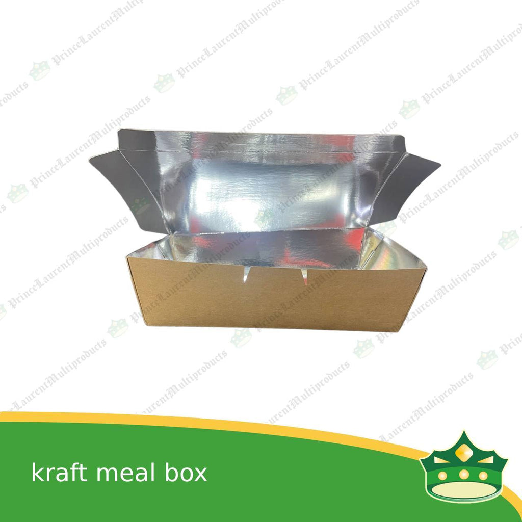 [25 pcs] meal box kraft silver coated leak proof for take-out, packed meal, ulam viands, rice toppings, noodles, pansit, merienda