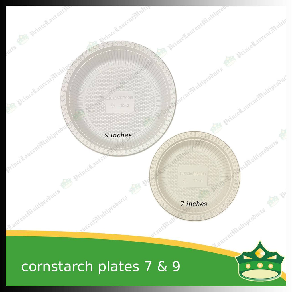 [50 pcs] 7 inch plate compostable cornstarch biodegradable serving plate