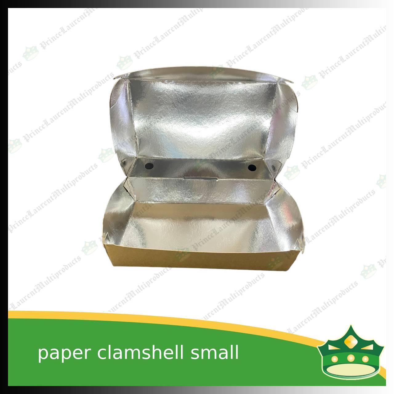 [50 pcs] paper clamshell small silver coated leak proof for take-out, packed meal, ulam viands, rice toppings, noodles, pansit, merienda