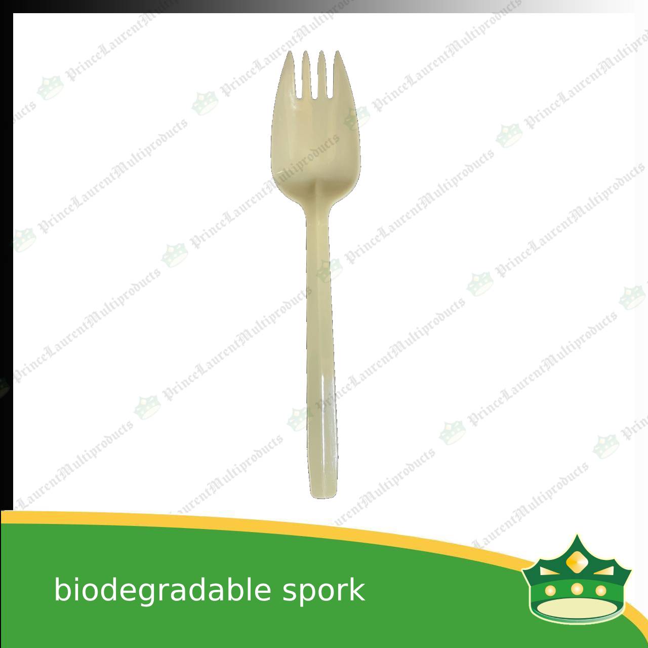 [25 pcs] biodegradable spork combination beige 5.875 inches length disposable plastic cutleries as takeout utensils