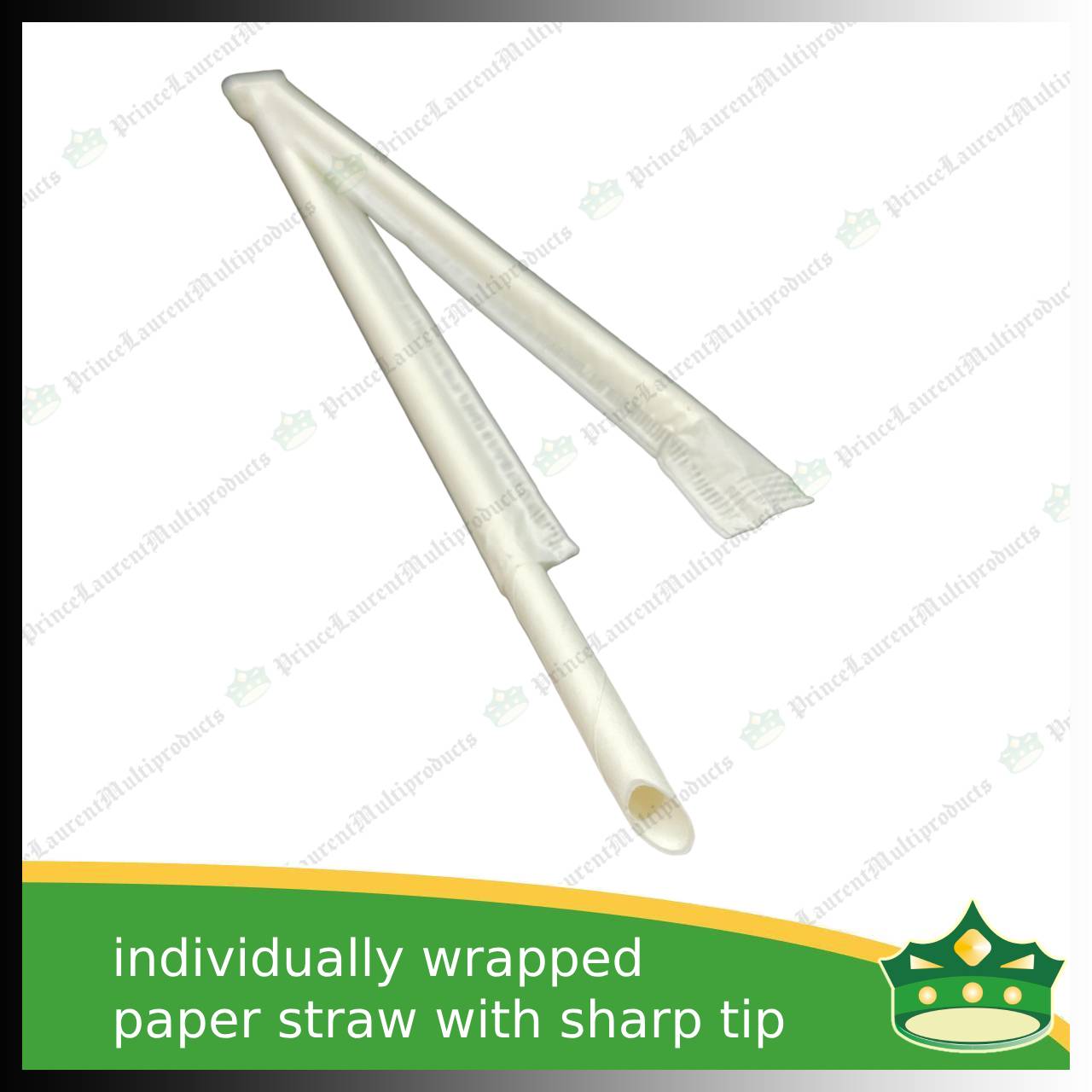 [100 pcs] Drinking paper straw white with SHARP TIP INDIVIDUALLY WRAPPED for milk shakes, juices and other cold beverages