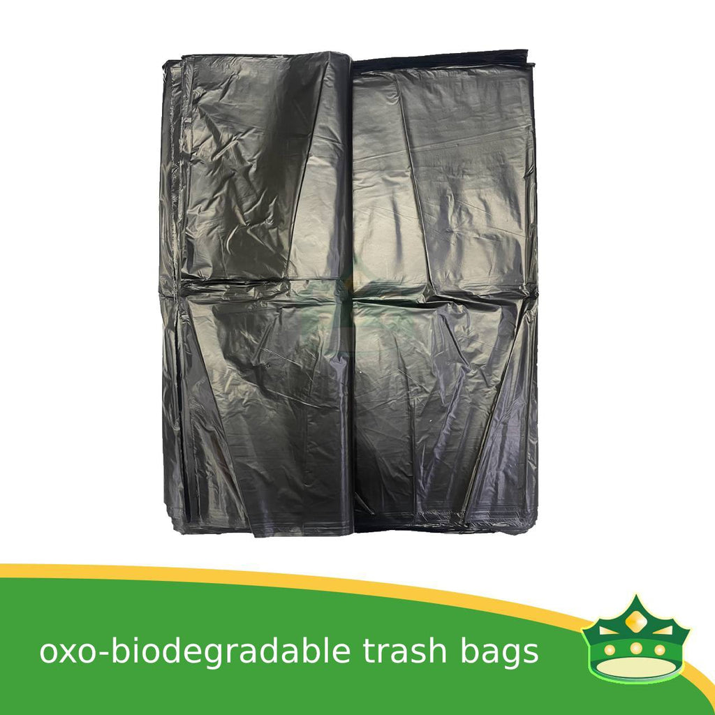 [100 pcs] biodegradable HD trash bag, bin liners, bin bags black good quality generic oxo-biodegradable plastic bag for utility and other miscellaneous usage