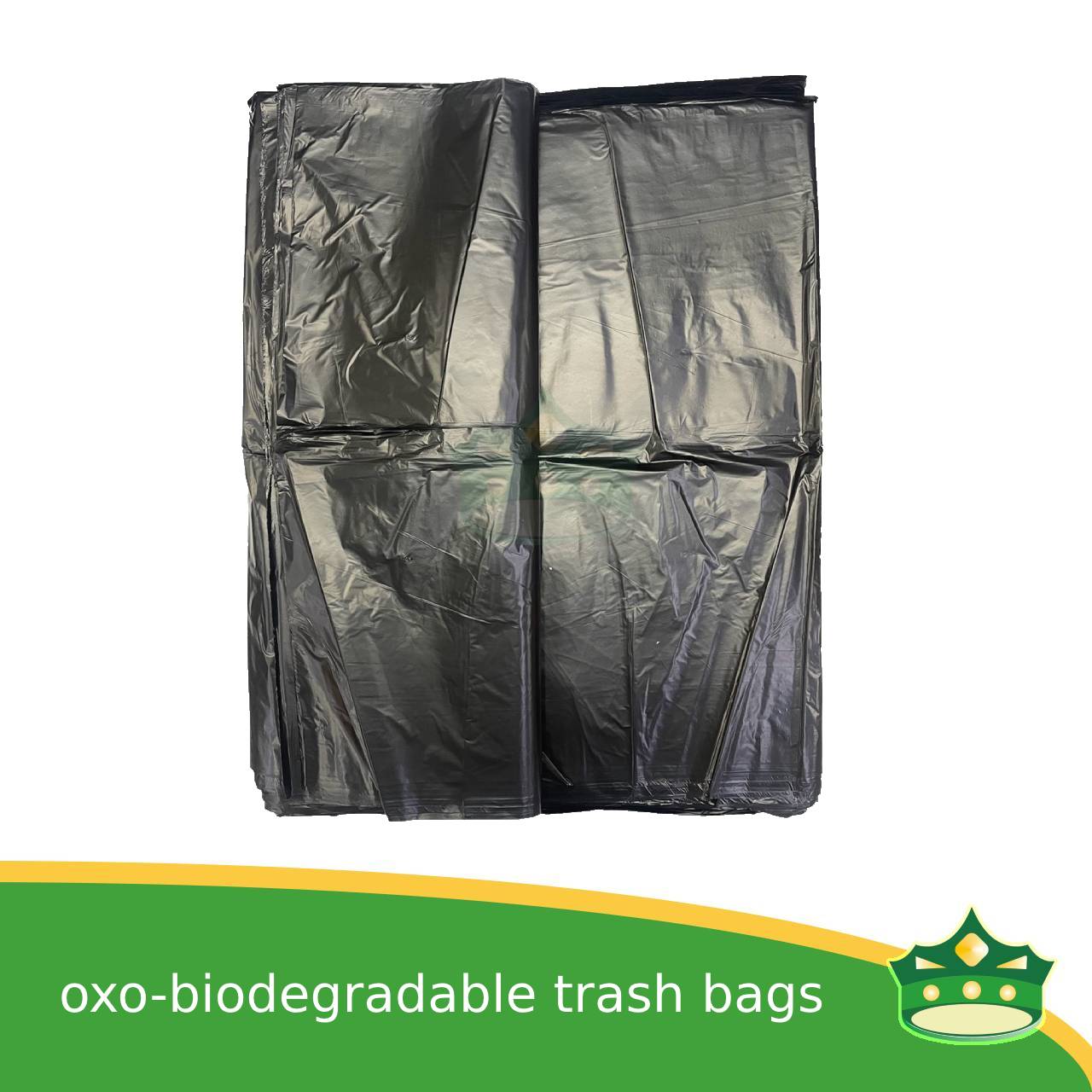 [100 pcs] biodegradable HD trash bag, bin liners, bin bags black good quality generic oxo-biodegradable plastic bag for utility and other miscellaneous usage