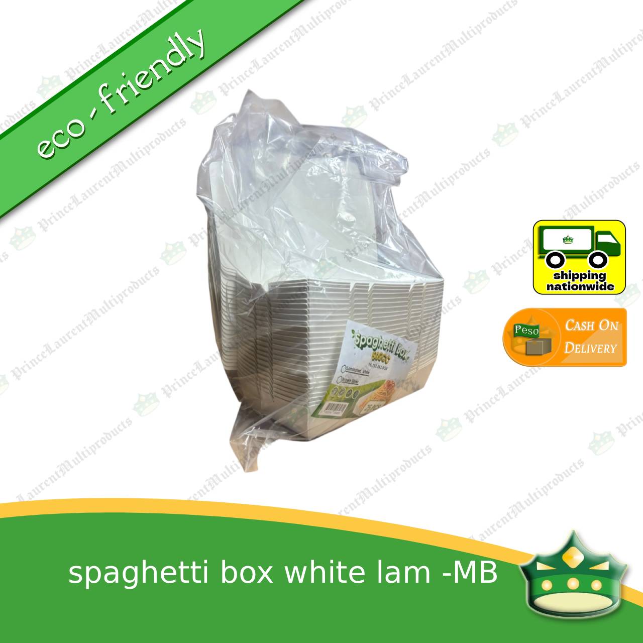 [600 pcs] Paper Spaghetti Box Laminated White for Take-Out 500cc (mrB) Eco-Friendly Disposable Kitchen Supply