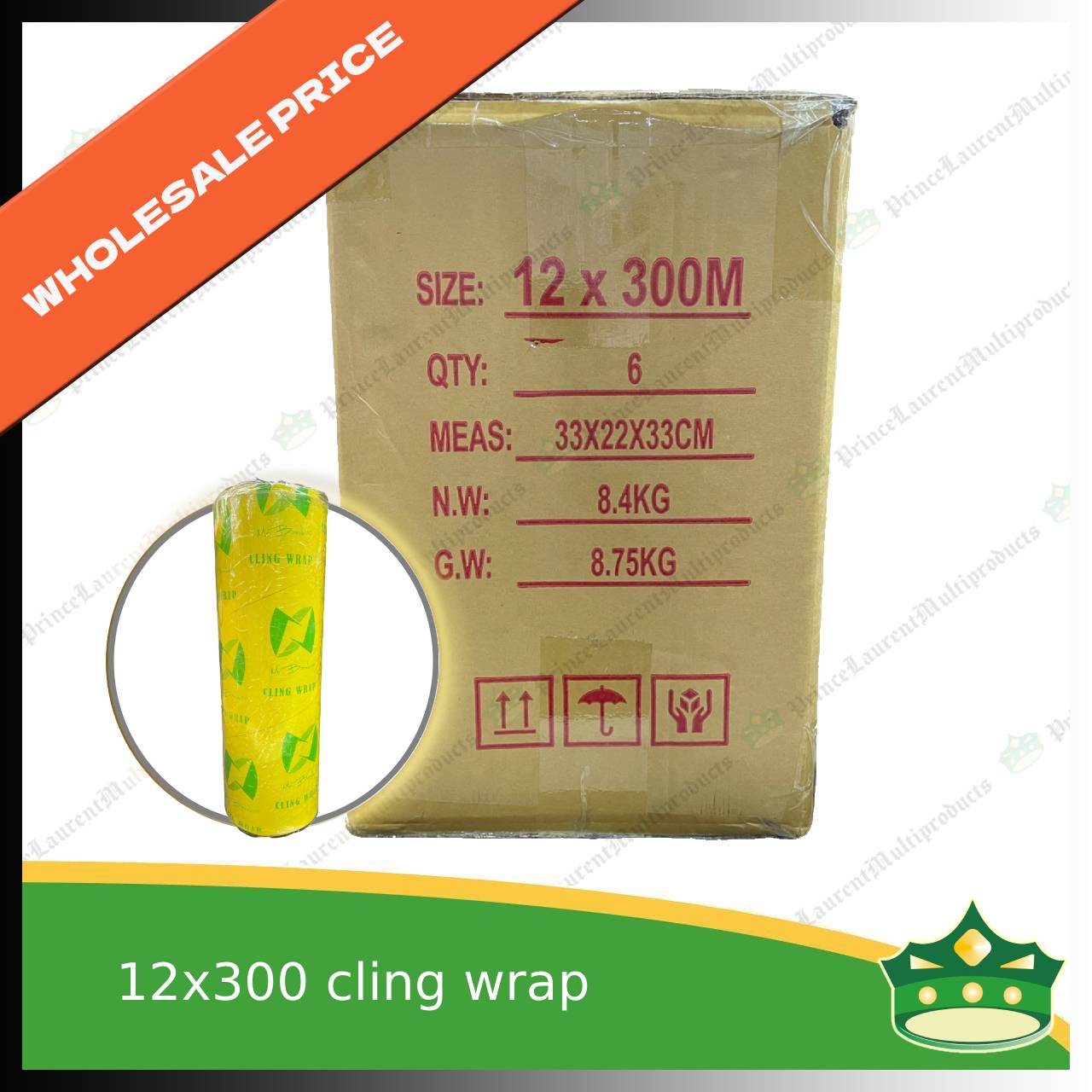 [1 case] plastic polyvinyl wrap or cling wrap or food wrap MR. BAMBOO - 6 rolls
