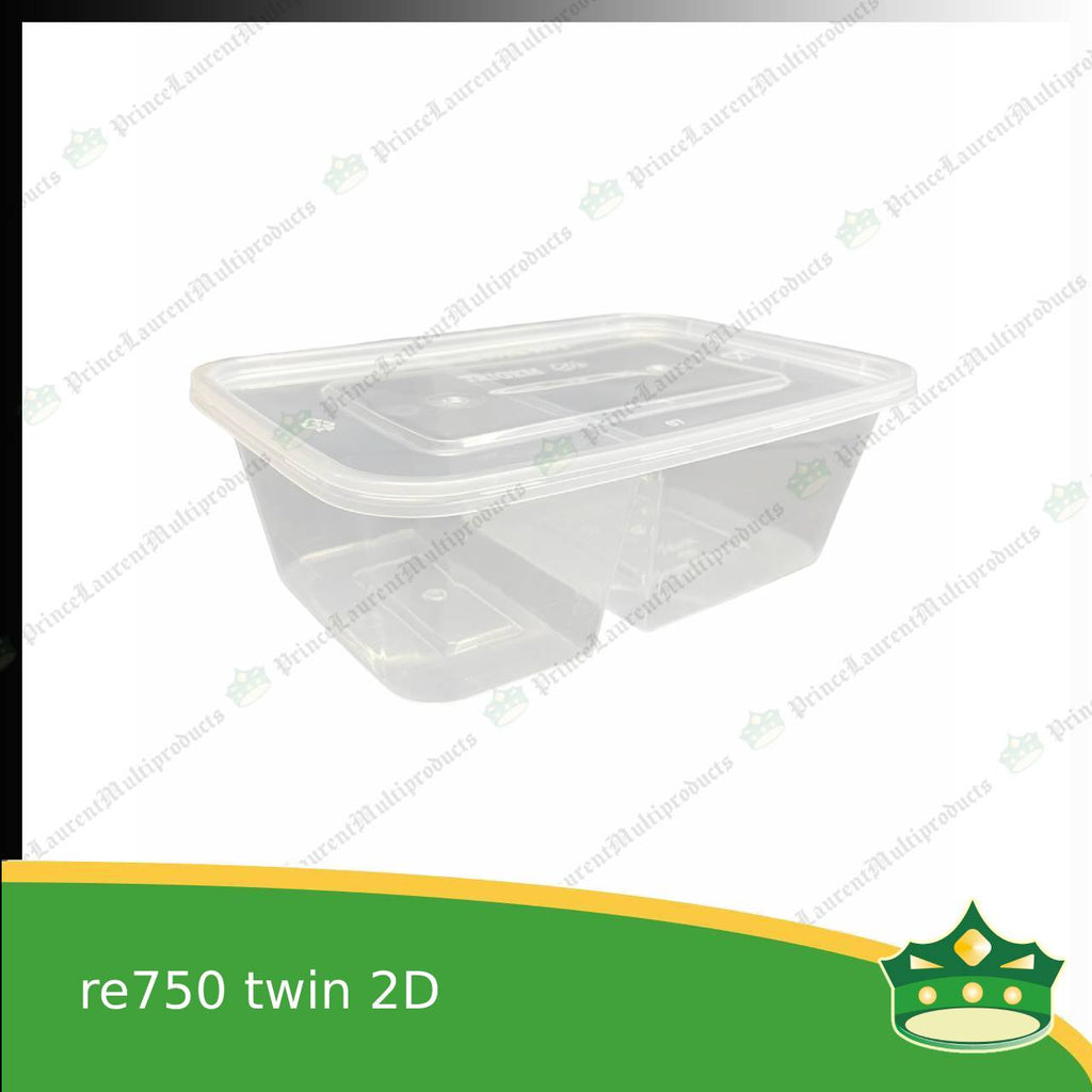 [10 pcs] re750 twin 2d microwavable container for packed meals, rice meal, packed lunch