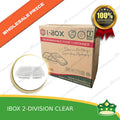 [150 pcs] iBox brand 2 division microwavable bento boxes clear body clear cover for food packs & catering events parties meetings & many more