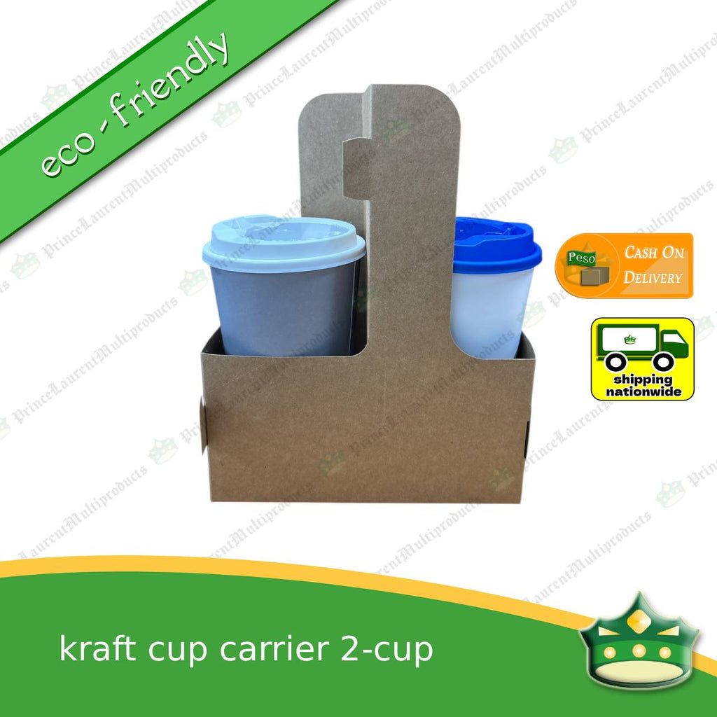 [50 pcs] kraft cup carrier carton 2-cups to 4-cups for take out of beverages, milktea, coffee