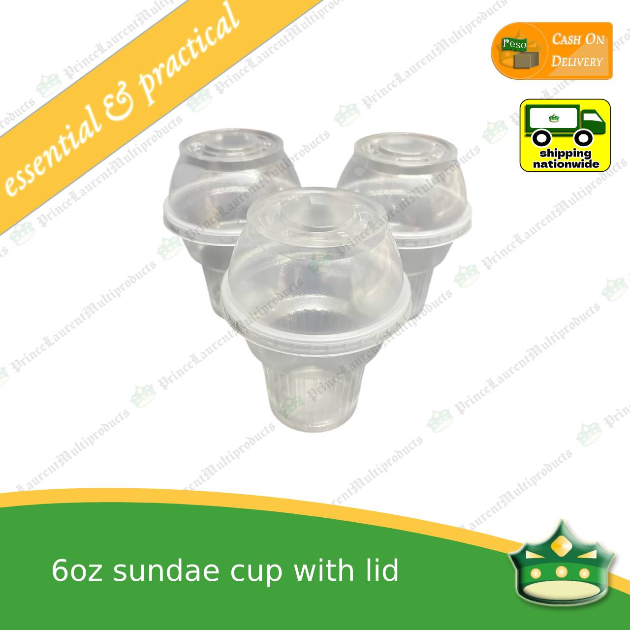 [100 pcs] 6oz sundae cup with or without lid for sundae, dessert, ice cream, yogurt, froyo, gelato, iced drink