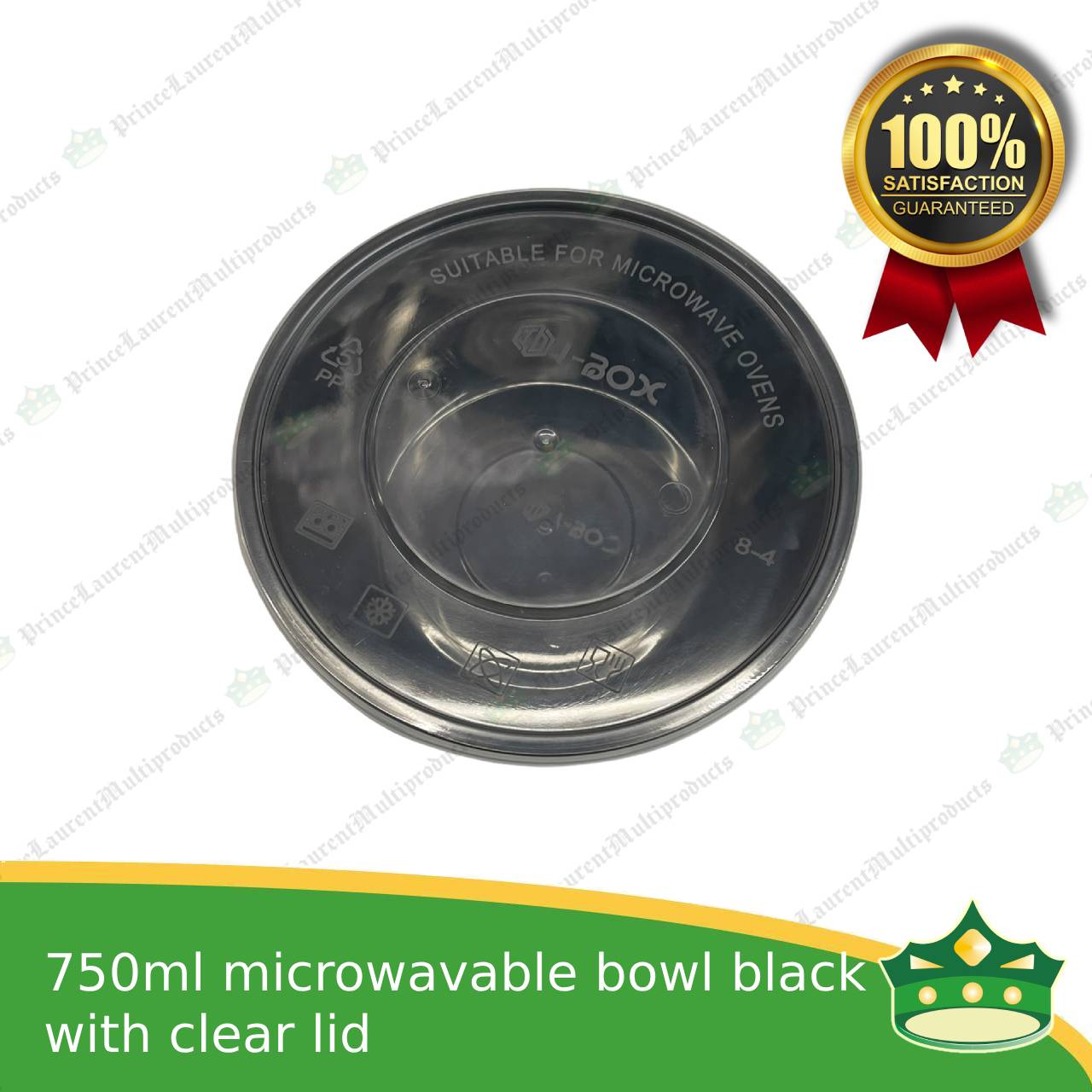 [50 pcs] 750ml black microwavable plastic bowl containers with lid for take out of noodles soup and other food products