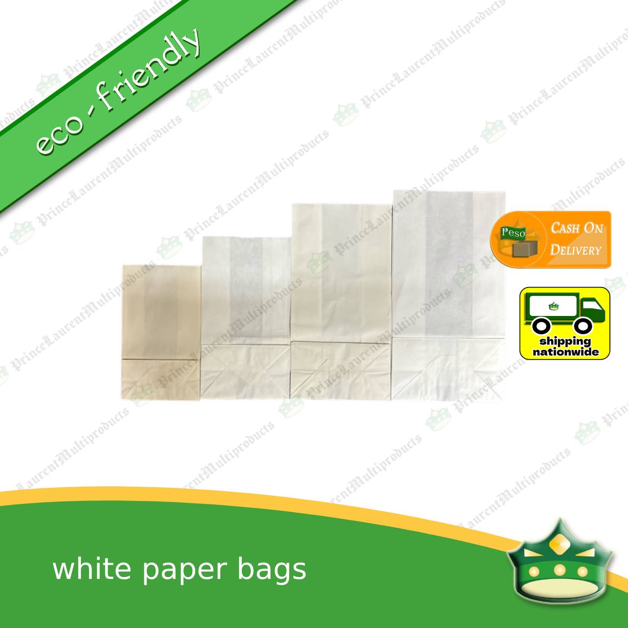 [100 pcs] white paper bag food-grade for miscellaneous take-out
