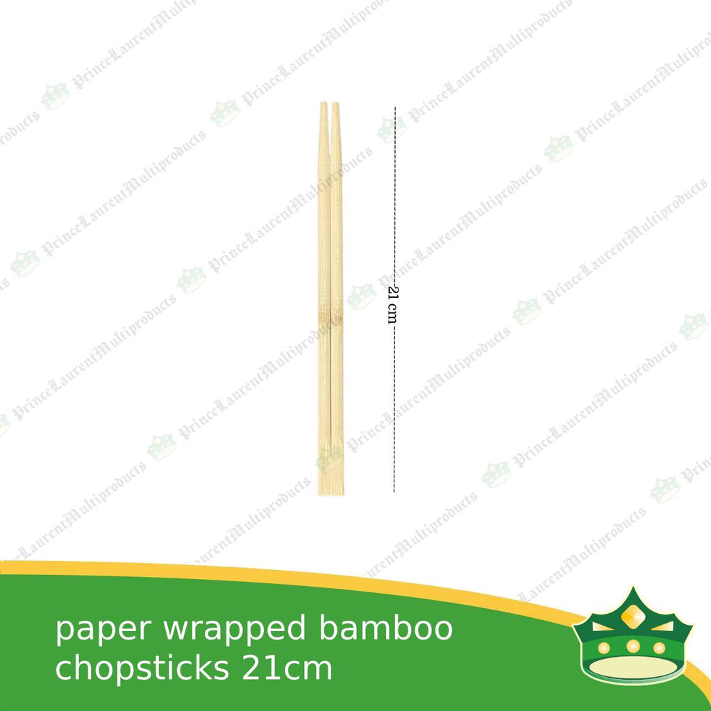 [100 pcs] individually paper wrapped bamboo chopsticks 21cm as disposable biodegradable cutleries for takeouts as utensils