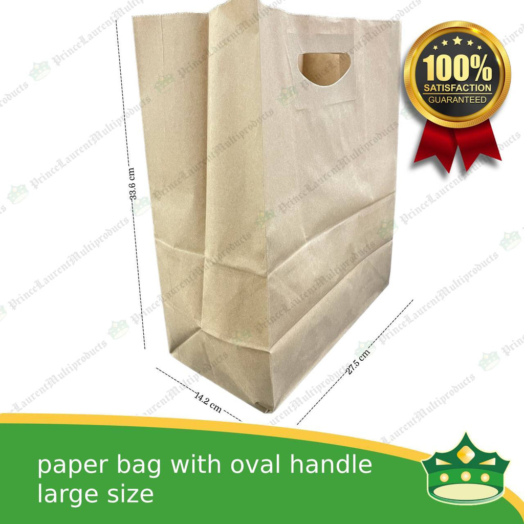 [50 pcs] kraft paper bag with oval handle large (275x142x336mm)