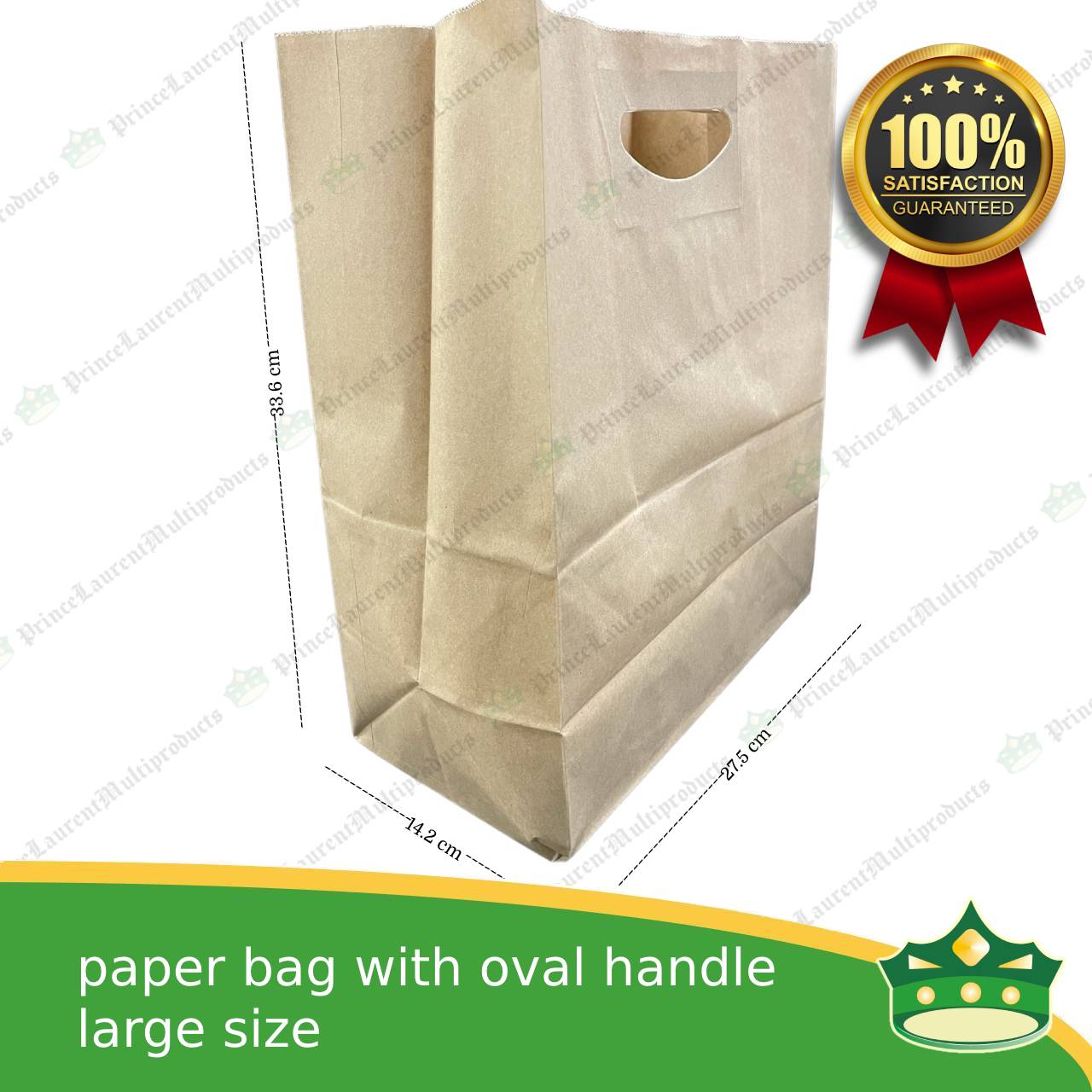 [50 pcs] kraft paper bag with oval handle large (275x142x336mm)