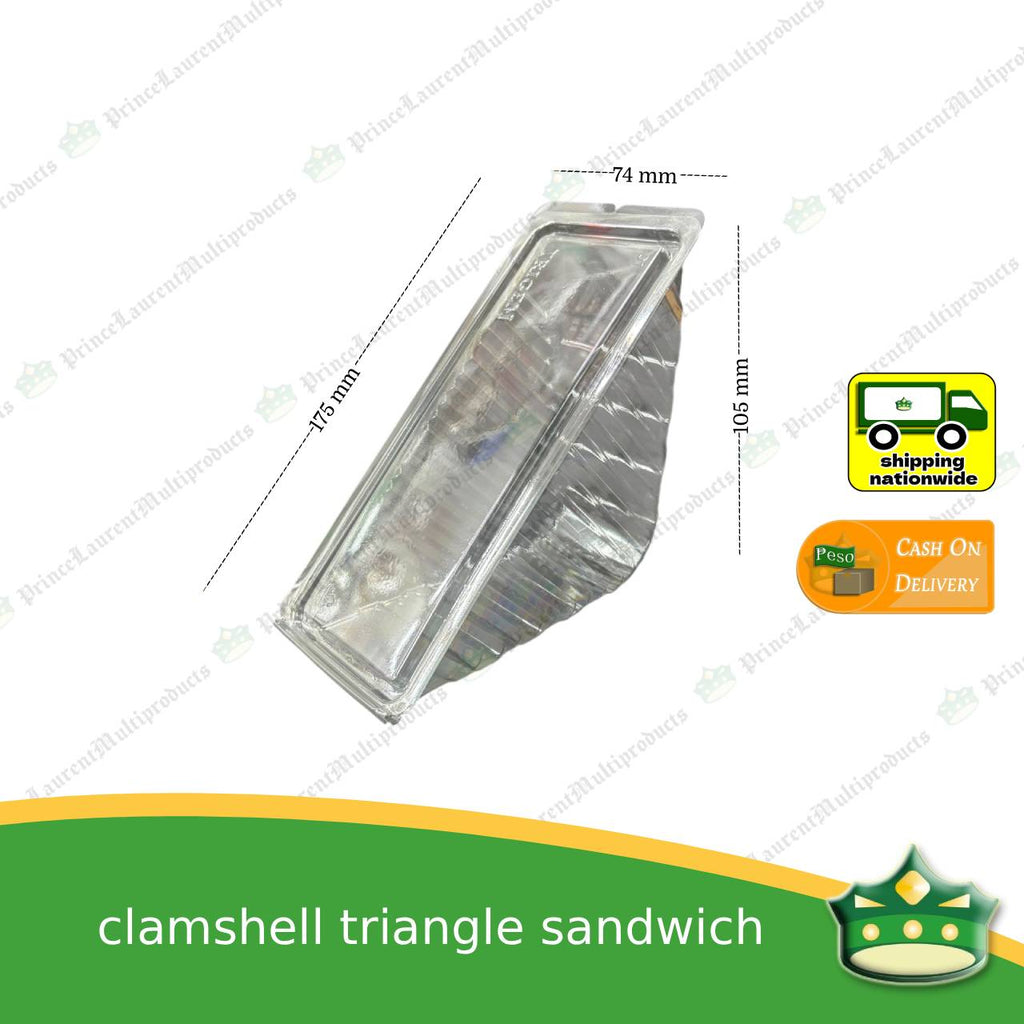 [100 pcs] clamshell triangle sandwich container TRIGEM clear OPS for sliced gourmet sandwiches