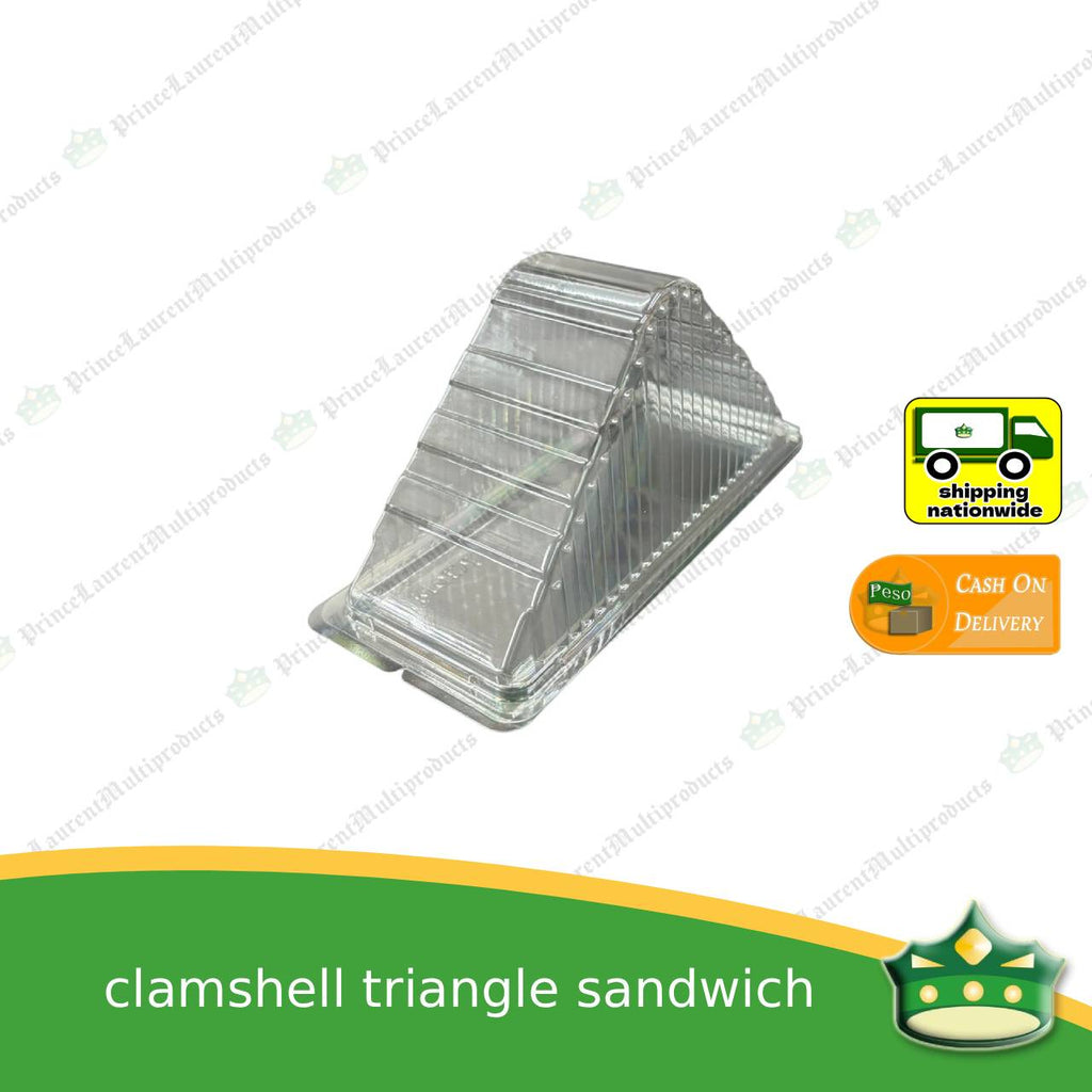 [100 pcs] clamshell triangle sandwich container TRIGEM clear OPS for sliced gourmet sandwiches
