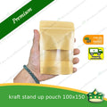 [100 pcs] standup pouch with ziplock kraft with window 100 x 150 mm for repacking corn, peanuts, anchovies dilis, nuts, sweets, sampaloc, chicharon, snacks, baked goodies