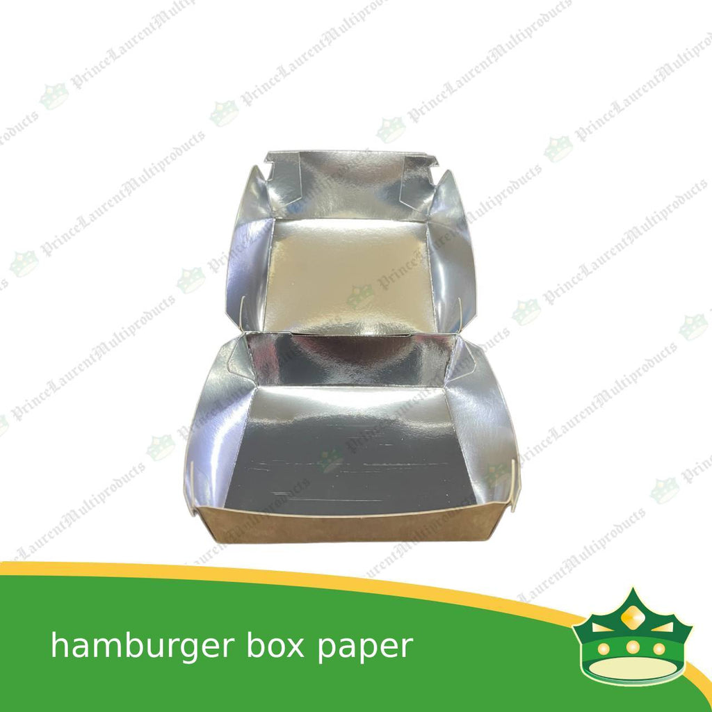[25 pcs] hamburger box kraft silver coated leak proof for hamburgers, siopao, small meal, take-out, packed meal, ulam viands, rice toppings, noodles, pansit, merienda