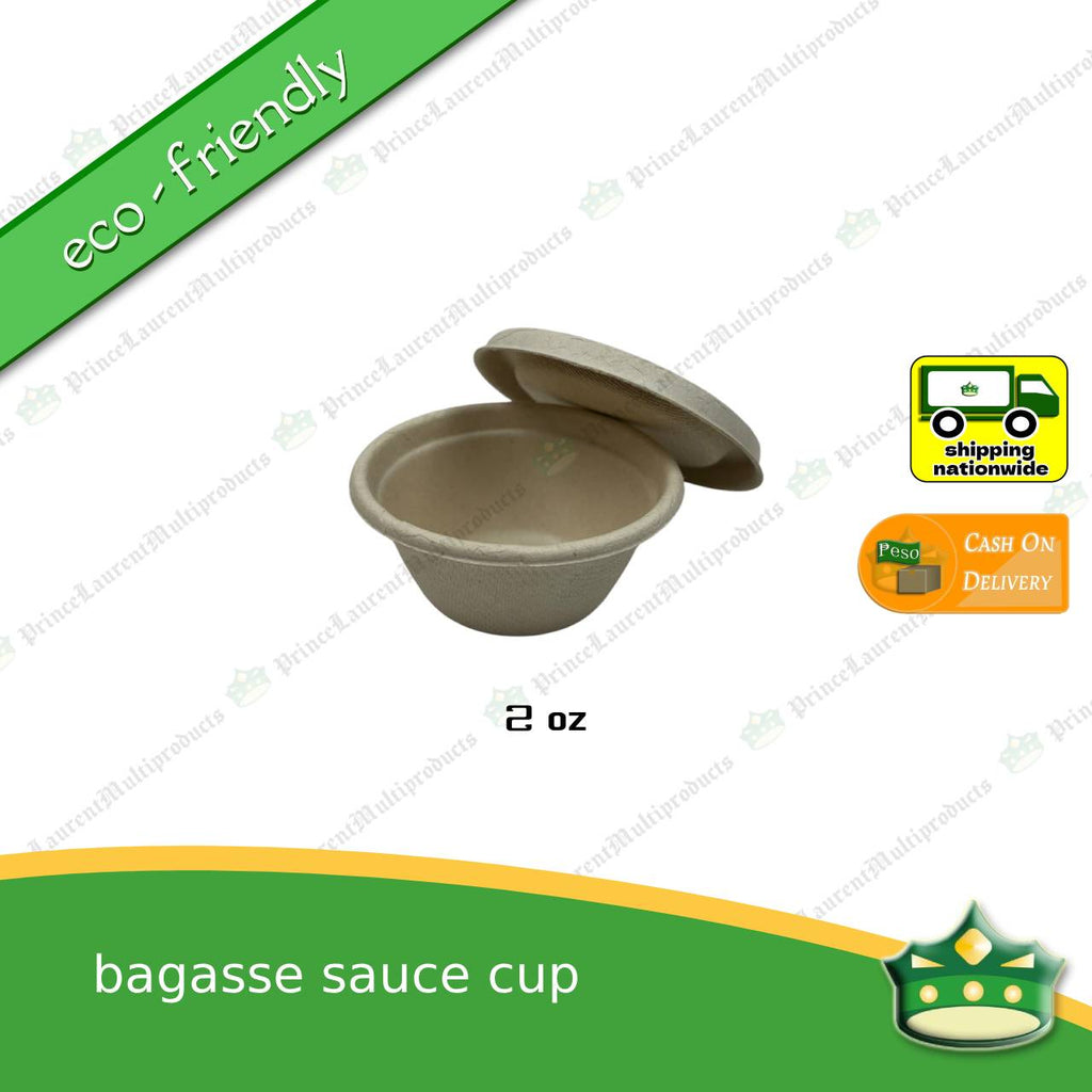 [50 pcs] bagasse sauce cup with lid for sauces and condiments