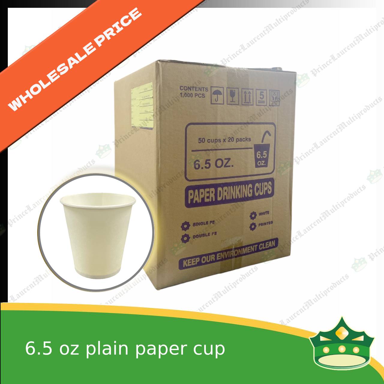 [1 case] paper cup 6.5 oz plain white perfect fit compatible with coffee vending machine