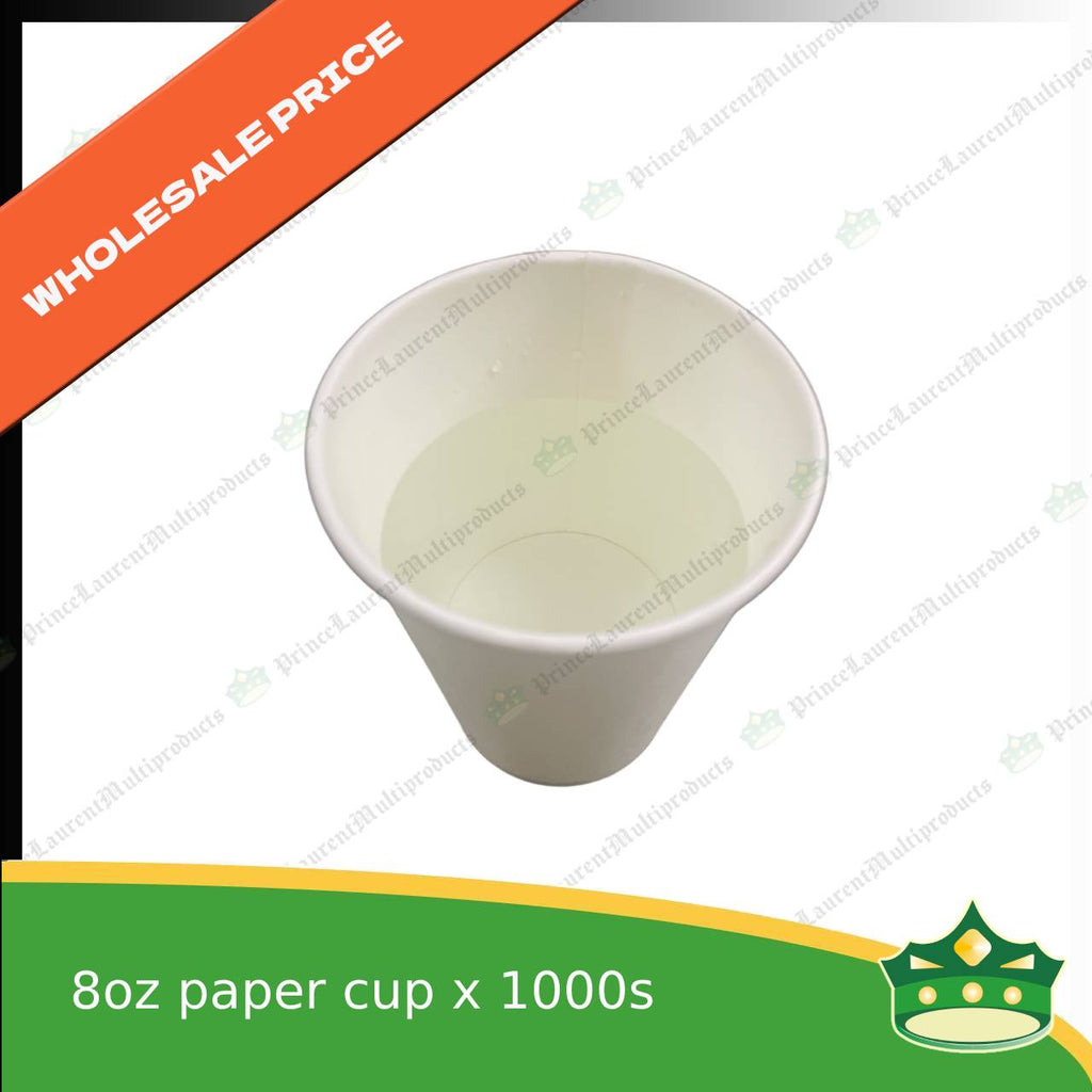 [1000 pcs] 8oz paper cup plain white 75mm good quality food grade for drinks, hospitality industries and services