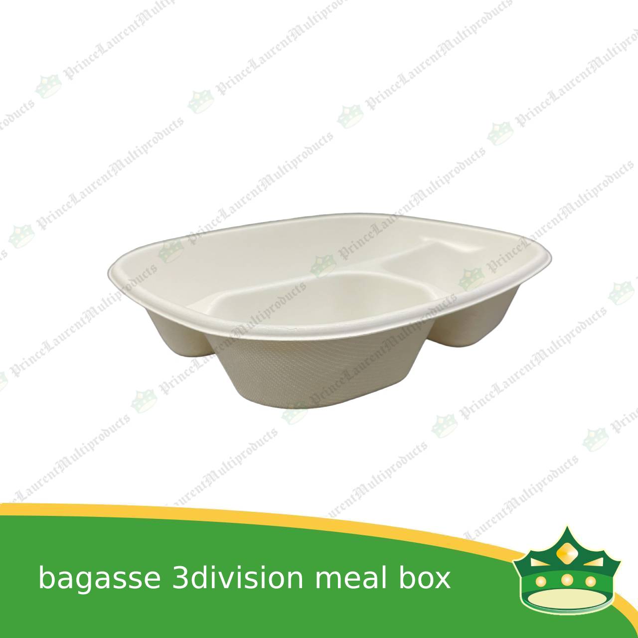 [50 pcs] bagasse 3 compartment meal box with bagasse lid paper take out food box compostable biodegradable take away boxes with divider for meals, rice toppings, catering food