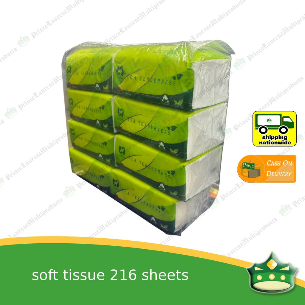 [1 pack x 8 packets] soft tissue white 216's Mr.bamboo for personal, office or household uses