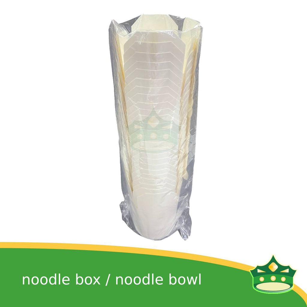 [25 pcs] noodle box / noodle cup paper /rice in a box 390cc white with PE lamination for take-outs of noodles, pasta, rice-toppings, meatballs and so much more