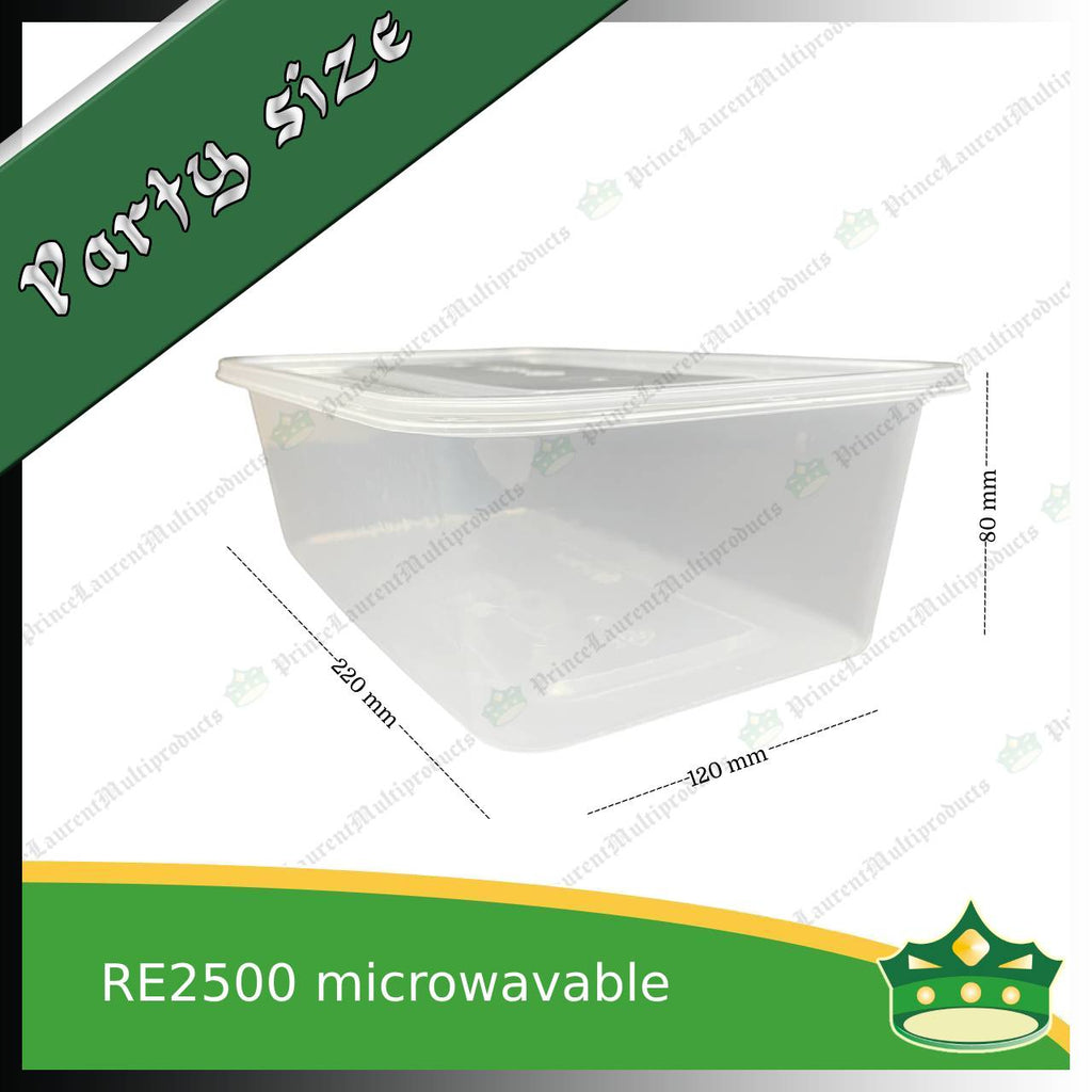 [5 pcs] IBOX brand 2500ml microwavable plastic large rectangular container with lid for take out of noodles soup and other food products