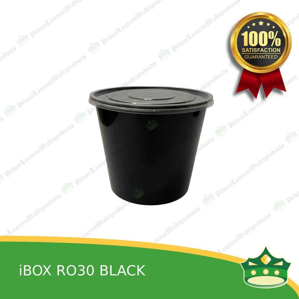 [300 pcs] IBOX brand ro30 BLACK microwavable plastic round containers take out for meals and other food products
