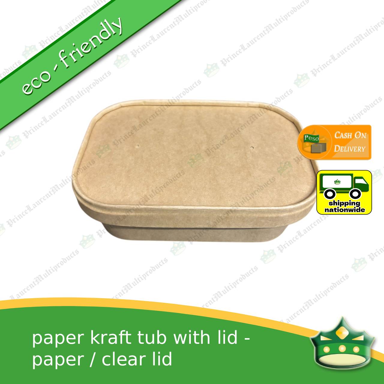 [50 pcs] kraft rectangular tub with paper lid or clear PET lid laminated for rice meal, other food products