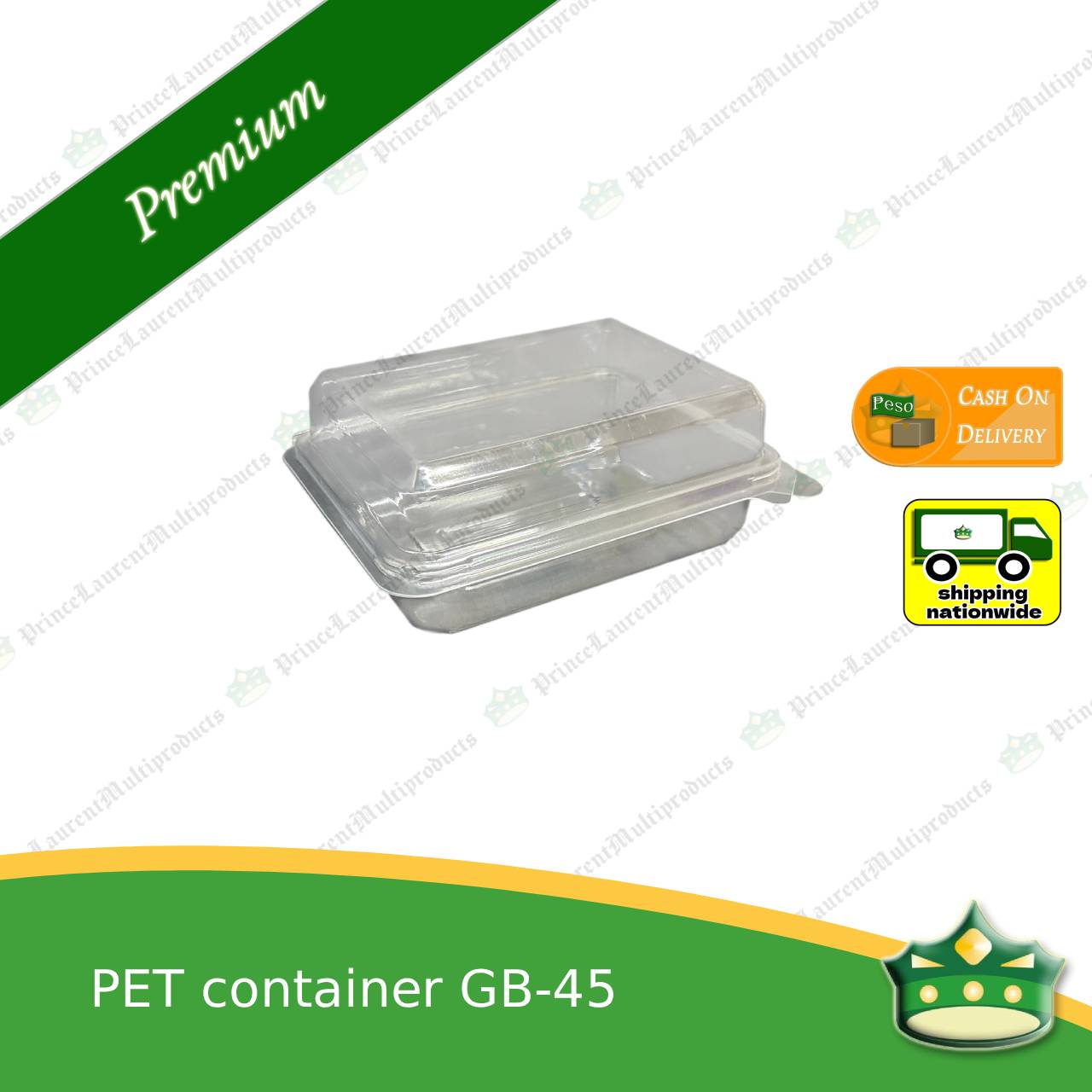 [50 pcs] PET container clear clamshell GB-45 (3x4x2 inches) for any baked products or food delicacies