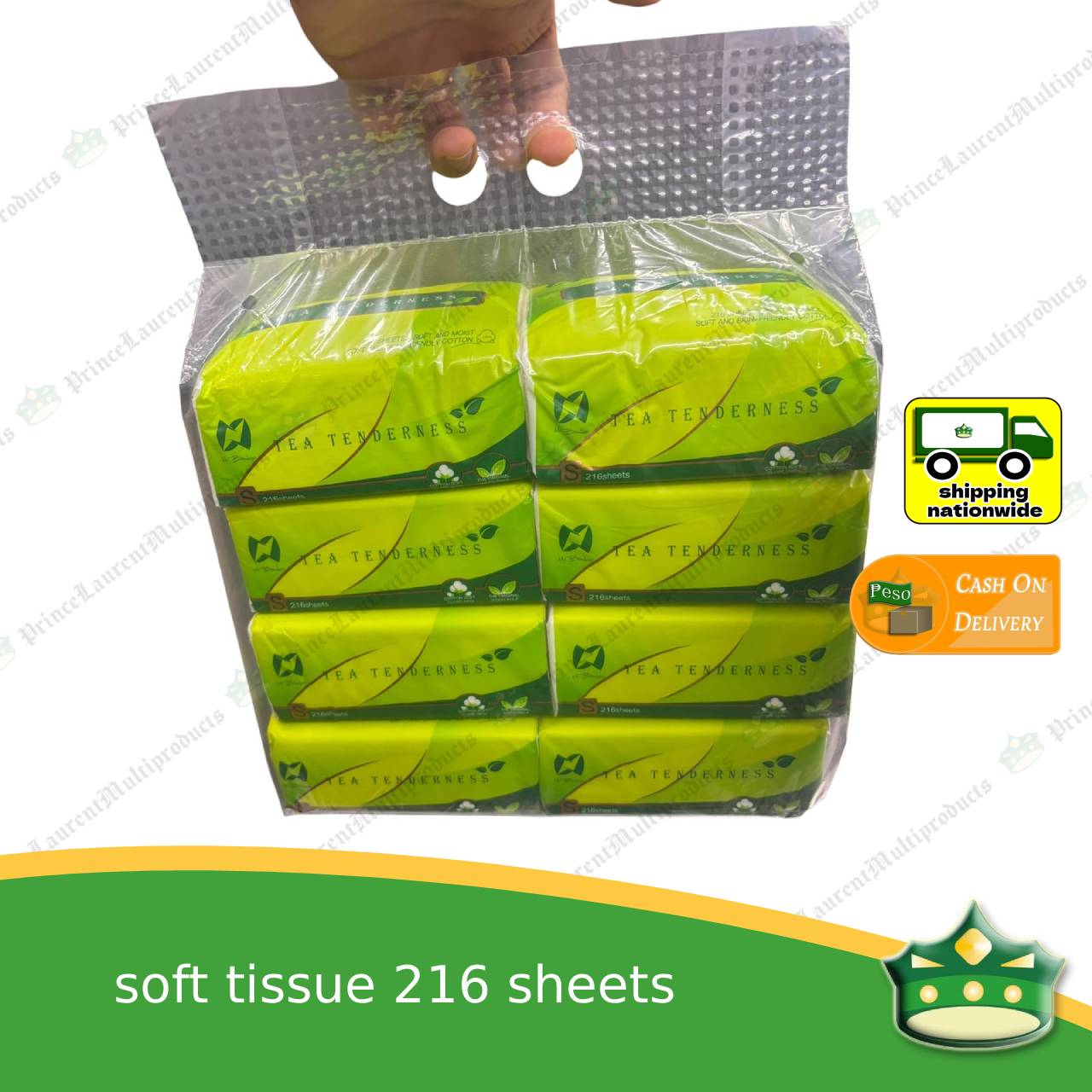 [1 pack x 8 packets] soft tissue white 216's Mr.bamboo for personal, office or household uses